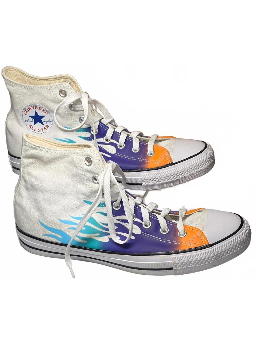 Converse Rainbow All Star High Top Sneakers w/Colorful Flame Men's 11.5/W-13.5